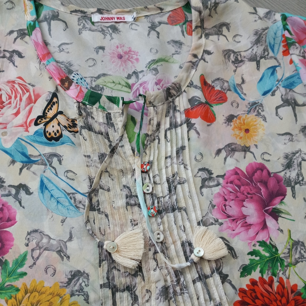 Johnny Was Lace Garden Mai Silk Tunic S - Picture 12 of 16